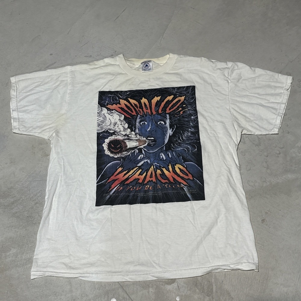 VTG 90s Tobacco Is Whacko Anti-Smoking Ad Promo T Shirt Men's SZ L Yellowed